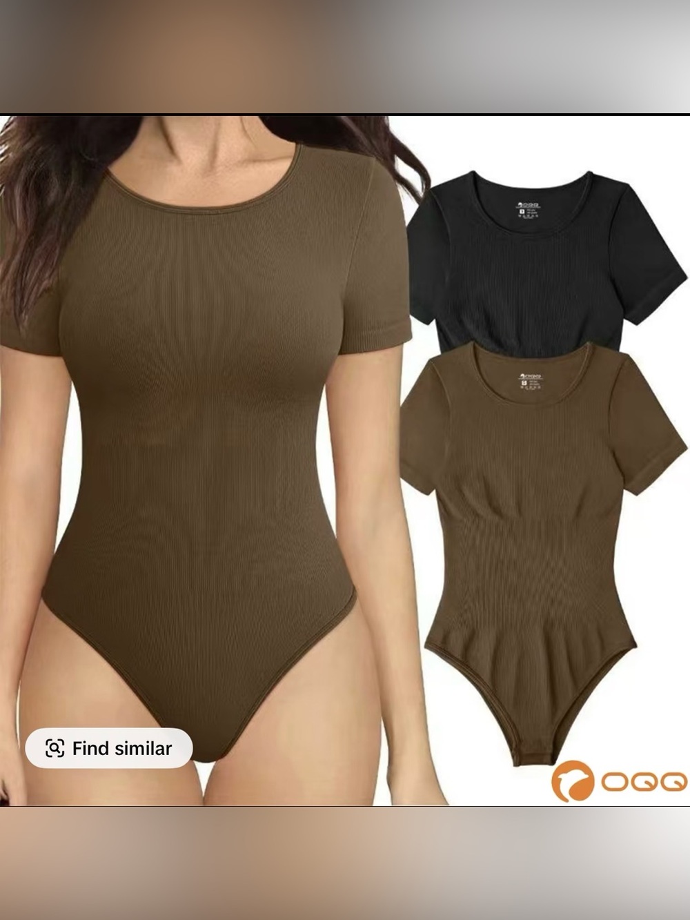 2-pack Short Sleeve Ribbed Bodysuit in Brown - Sleek Fitted Style